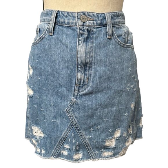 Flying Monkey Blue Distressed Jean Skirt Size 29 - Picture 1 of 4